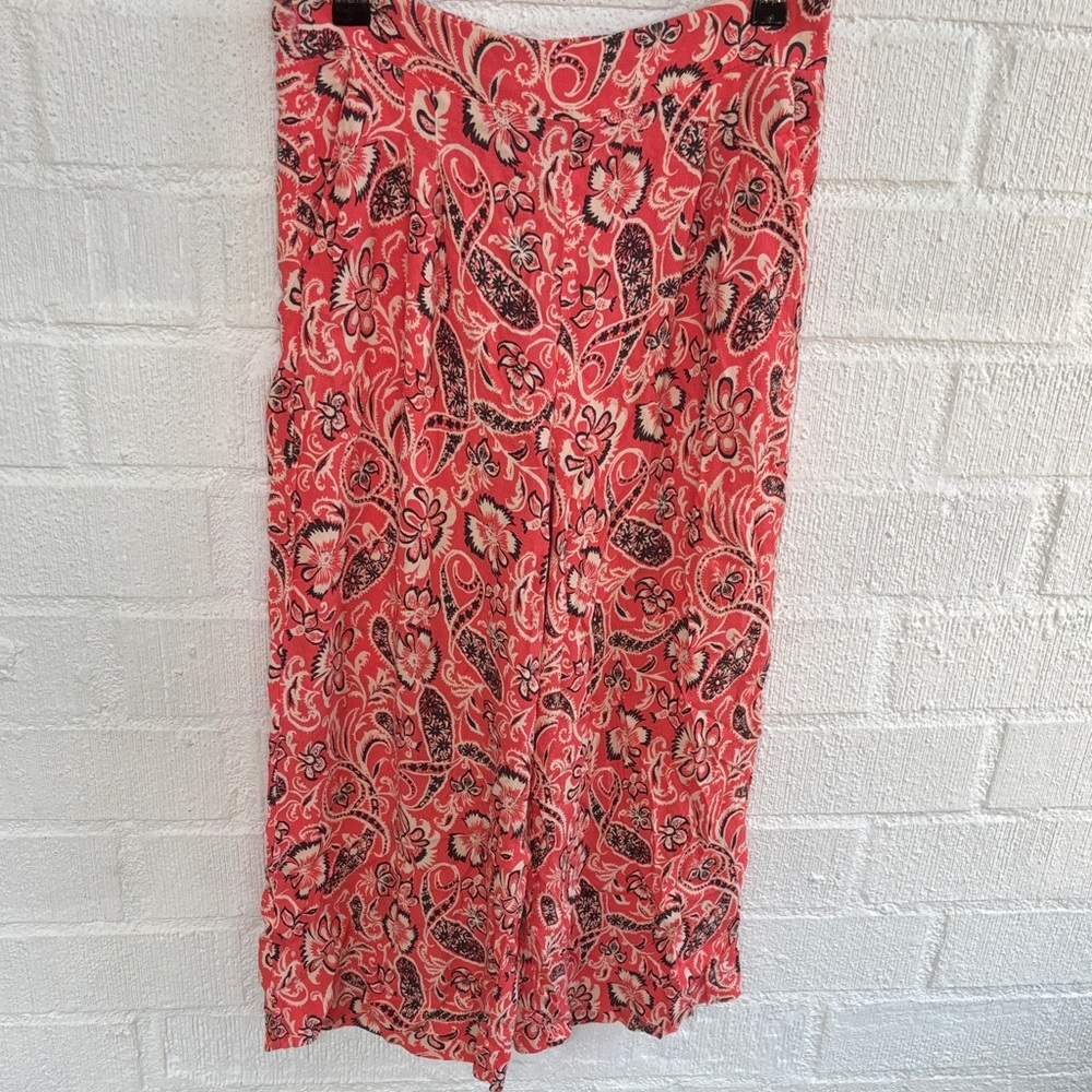 Mango MNG Paisley Wide-Leg Elastic Waist Ankle Pants sz S - Picture 2 of 7